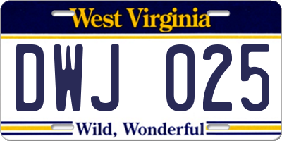 WV license plate DWJ025