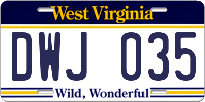 WV license plate DWJ035
