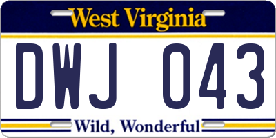WV license plate DWJ043