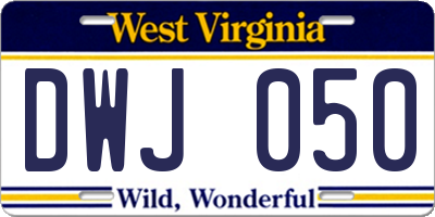 WV license plate DWJ050