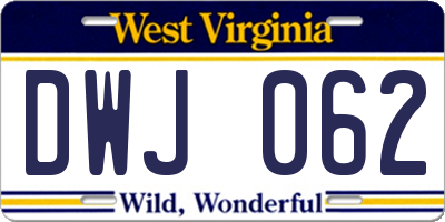 WV license plate DWJ062