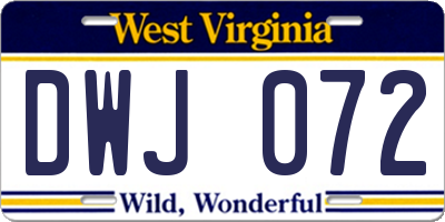 WV license plate DWJ072