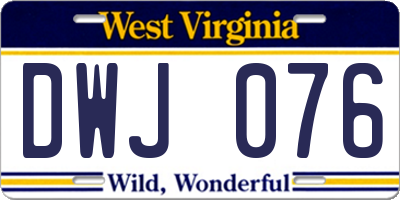 WV license plate DWJ076