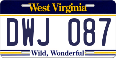 WV license plate DWJ087