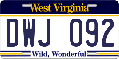 WV license plate DWJ092