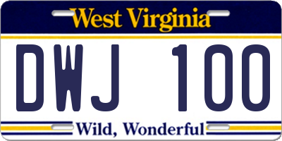 WV license plate DWJ100