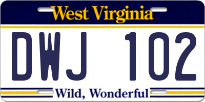 WV license plate DWJ102