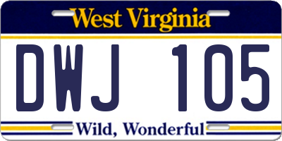 WV license plate DWJ105