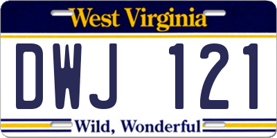 WV license plate DWJ121