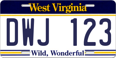 WV license plate DWJ123