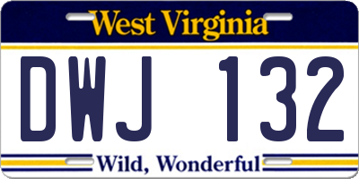 WV license plate DWJ132