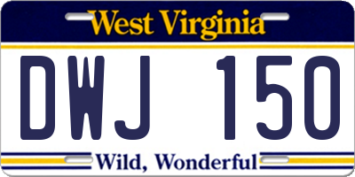 WV license plate DWJ150