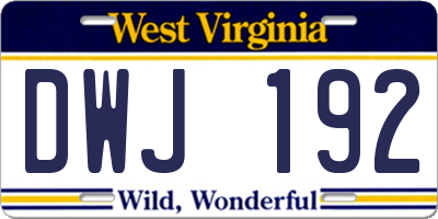 WV license plate DWJ192