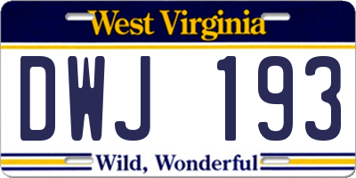 WV license plate DWJ193