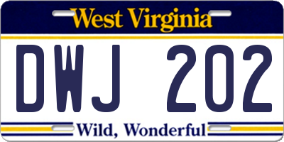 WV license plate DWJ202
