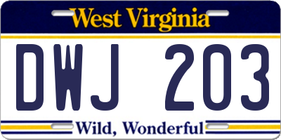 WV license plate DWJ203