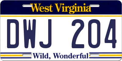 WV license plate DWJ204