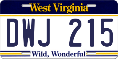 WV license plate DWJ215