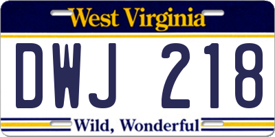 WV license plate DWJ218