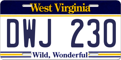 WV license plate DWJ230