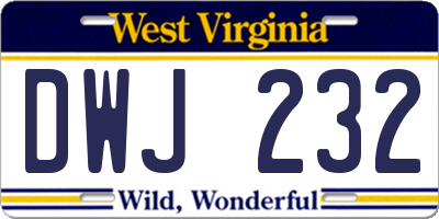 WV license plate DWJ232