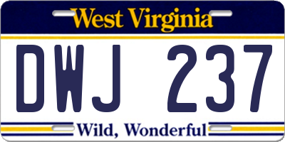 WV license plate DWJ237