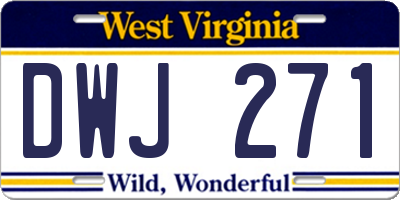 WV license plate DWJ271