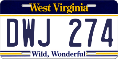 WV license plate DWJ274