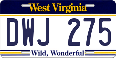 WV license plate DWJ275