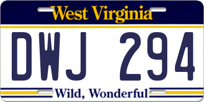 WV license plate DWJ294