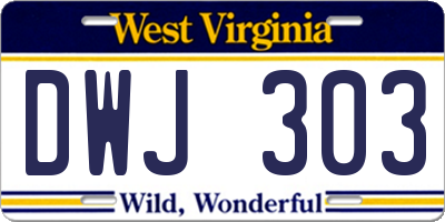 WV license plate DWJ303