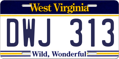 WV license plate DWJ313