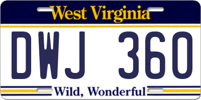 WV license plate DWJ360