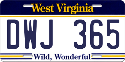 WV license plate DWJ365