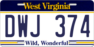 WV license plate DWJ374