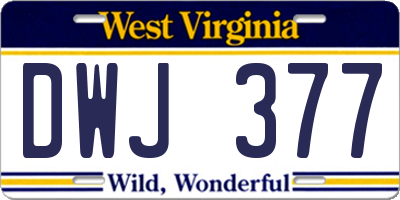 WV license plate DWJ377