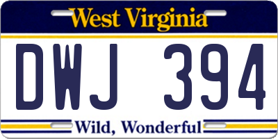 WV license plate DWJ394