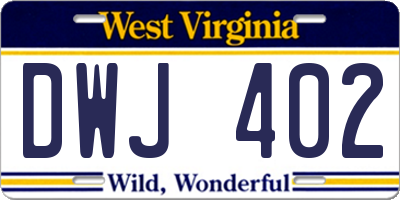 WV license plate DWJ402