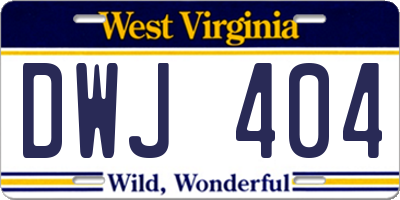 WV license plate DWJ404