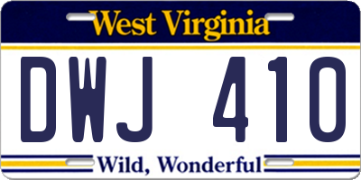 WV license plate DWJ410