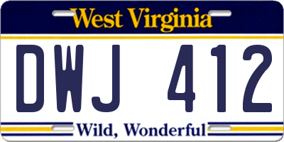 WV license plate DWJ412