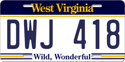 WV license plate DWJ418