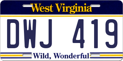 WV license plate DWJ419