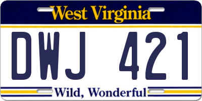 WV license plate DWJ421
