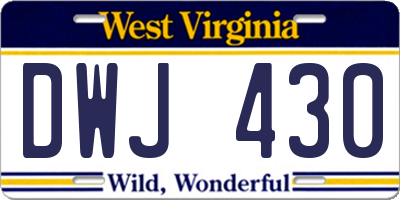 WV license plate DWJ430