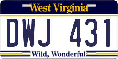 WV license plate DWJ431
