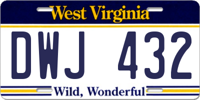 WV license plate DWJ432