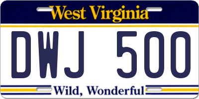 WV license plate DWJ500
