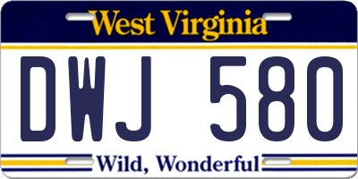 WV license plate DWJ580