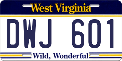 WV license plate DWJ601